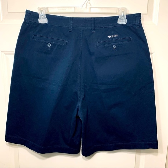 CHAPS Navy Blue Classic Bermuda Shorts Cotton Flat Front 9" Inseam Cotton Sz 36 - Picture 4 of 9